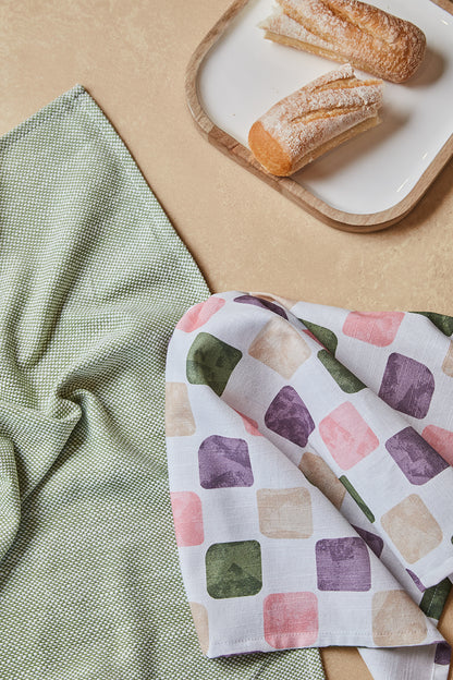 Joya 2 Pack Tea Towels 50x70x0.2cm Pink Cream Multi