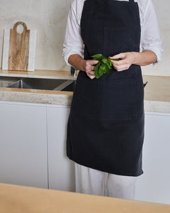 Jules Cotton Linen Apron 83x68x0.3cm Charcoal; ETA Early October