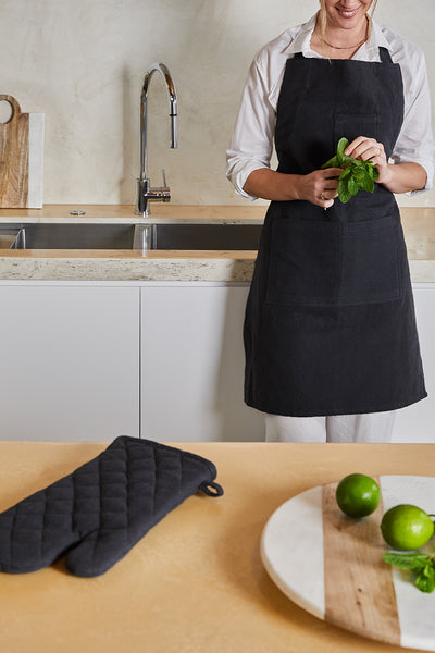 Jules Cotton Linen Apron 83x68x0.3cm Charcoal; ETA Early October