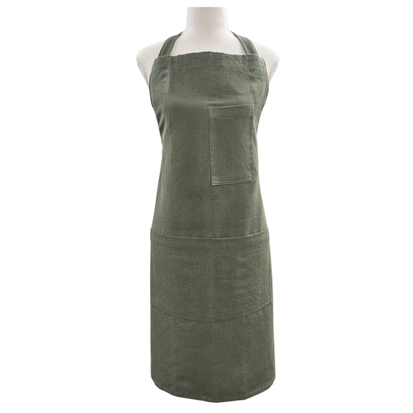 Jules Cotton Linen Apron 83x68x0.3cm Olive Green; ETA Early October