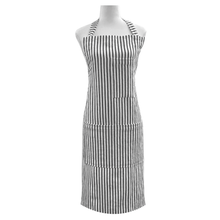 Load image into Gallery viewer, Jules Cotton Linen Striped Apron 83x68x0.3cm Charcoal &amp; White; ETA Early October
