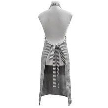 Load image into Gallery viewer, Jules Cotton Linen Striped Apron 83x68x0.3cm Charcoal &amp; White
