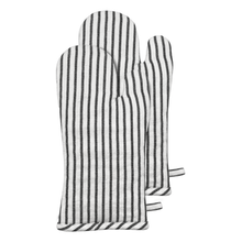 Load image into Gallery viewer, Jules Striped Oven Mitt 19x35x2cm Charcoal &amp; White; ETA Early October

