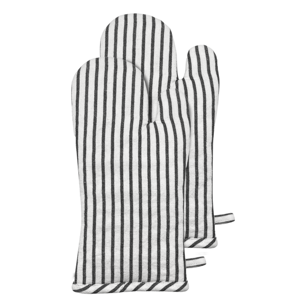 Jules Striped Oven Mitt 19x35x2cm Charcoal & White; ETA Early October