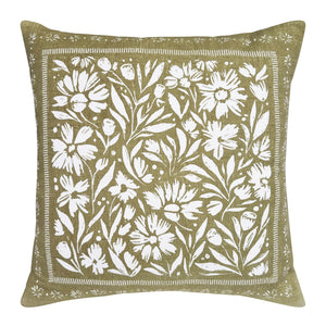 Kennedy Cushion 50x50cm Olive & Ivory