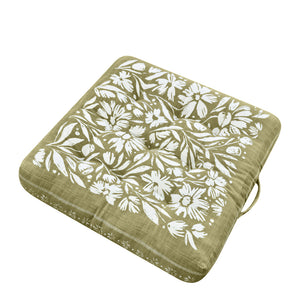 Kennedy Floor Cushion 65x65x12cm Olive & Ivory