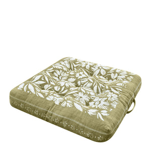 Kennedy Floor Cushion 65x65x12cm Olive & Ivory