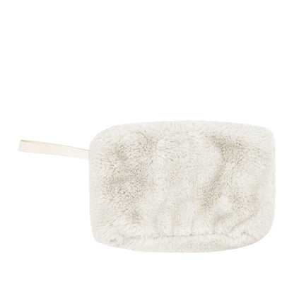 Layla Faux Fur Cosmetic Bag 24x14.5cm Ivory