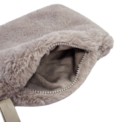 Layla Faux Fur Cosmetic Bag 24x14.5cm Nude