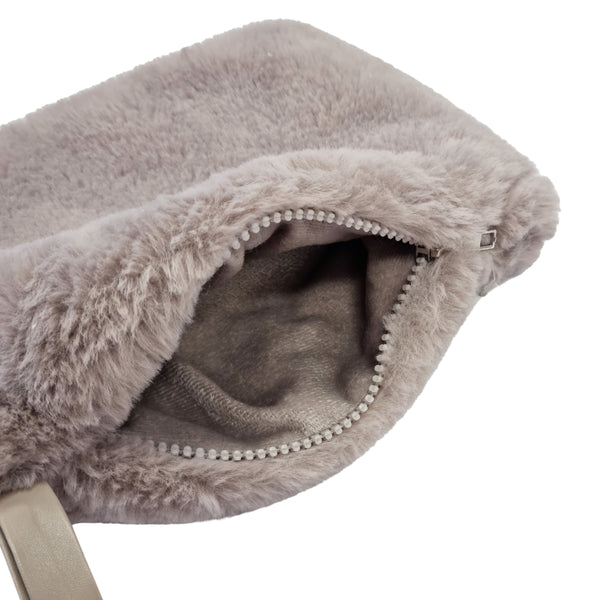 Layla Faux Fur Cosmetic Bag 24x14.5cm Nude