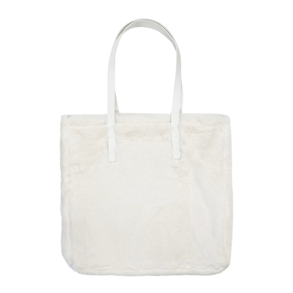 Layla Faux Fur Tote Bag 38x38cm Ivory