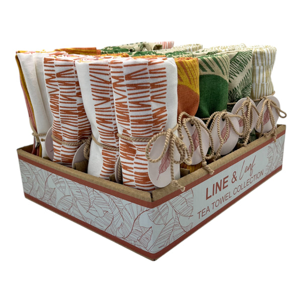Line & Leaf Set of 20 Tea Towel 50x70x0.2cm Multi; ETA Early October