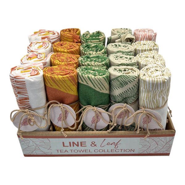 Line & Leaf Set of 20 Tea Towel 50x70x0.2cm Multi; ETA Early October