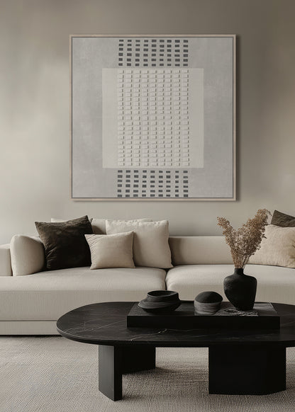 Linear Trail Framed Canvas 80x80x4cm Grey & Beige Multi