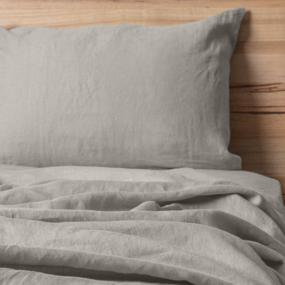 Linen Collection Queen Duvet Set Stone