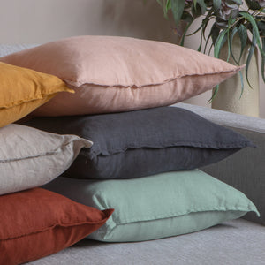 Linen Collection Cushion feather filled 50x50cm Charcoal; ETA Early December