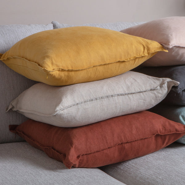 Linen Collection Cushion feather filled 50x50cm Honey