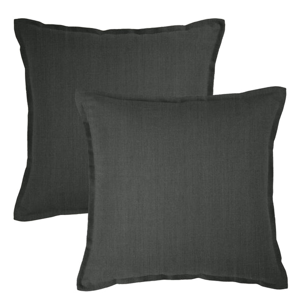 Linen Collection Euro Cushion Cover 2PK 65x65cm Charcoal