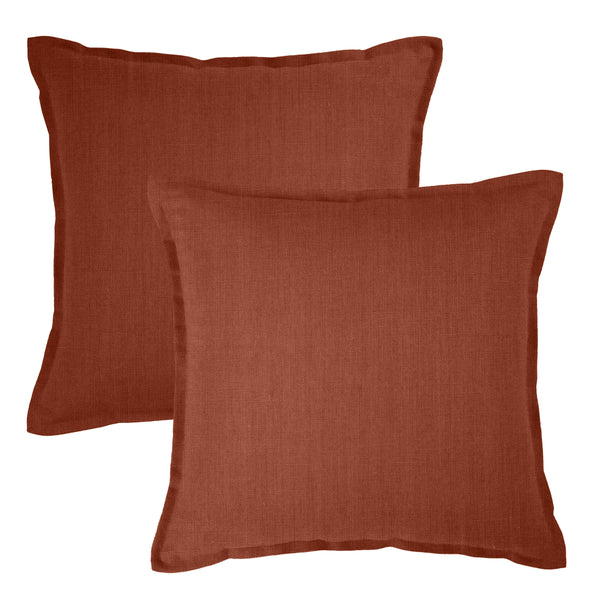 Linen Collection Euro Cushion Cover 2PK 65x65cm Rust; ETA End July