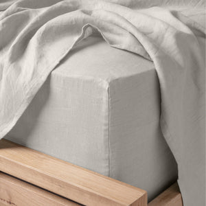 Linen Collection King Fitted Sheet and Pillowcase combo Stone