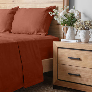 Linen Collection King Sheet Set Rust