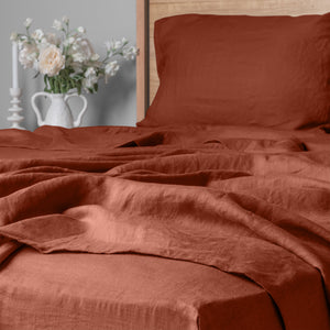 Linen Collection King Sheet Set Rust