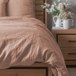 Linen Collection Queen Duvet Set Blush