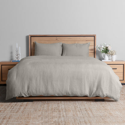 Linen Collection Queen Duvet Set Stone