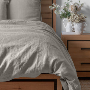 Linen Collection Queen Duvet Set Stone