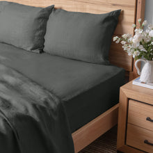 Load image into Gallery viewer, Linen Collection Queen Fitted Sheet and Pillowcase combo Charcoal
