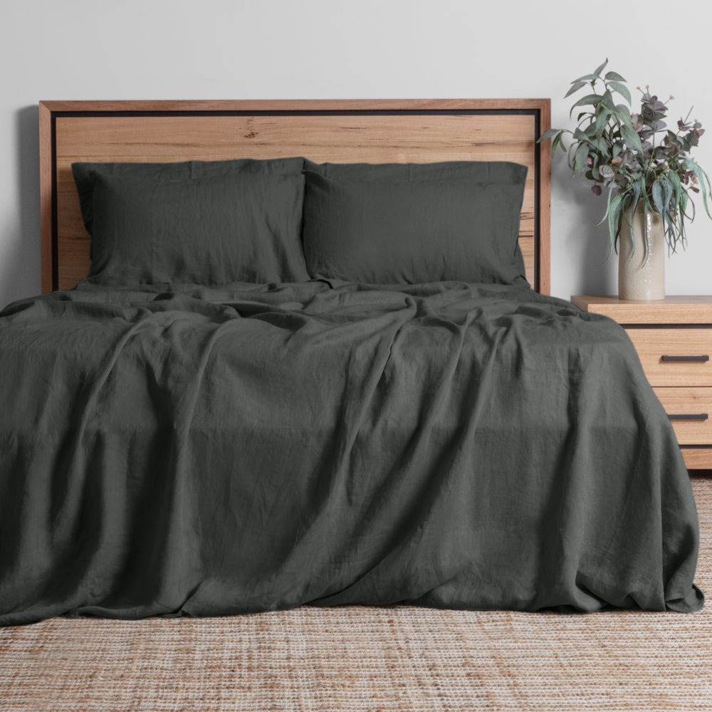 Linen Collection Queen Sheet Set Charcoal