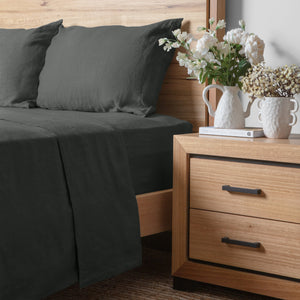 Linen Collection Queen Sheet Set Charcoal