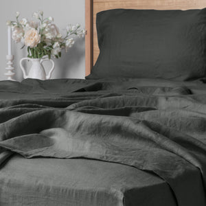 Linen Collection Queen Sheet Set Charcoal