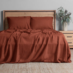 Linen Collection Queen Sheet Set Rust