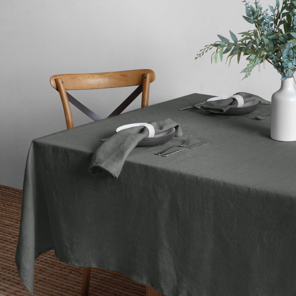 Linen Collection Tablecloth 150x270cm Charcoal