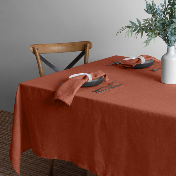 Linen Collection Tablecloth 150x270cm Rust