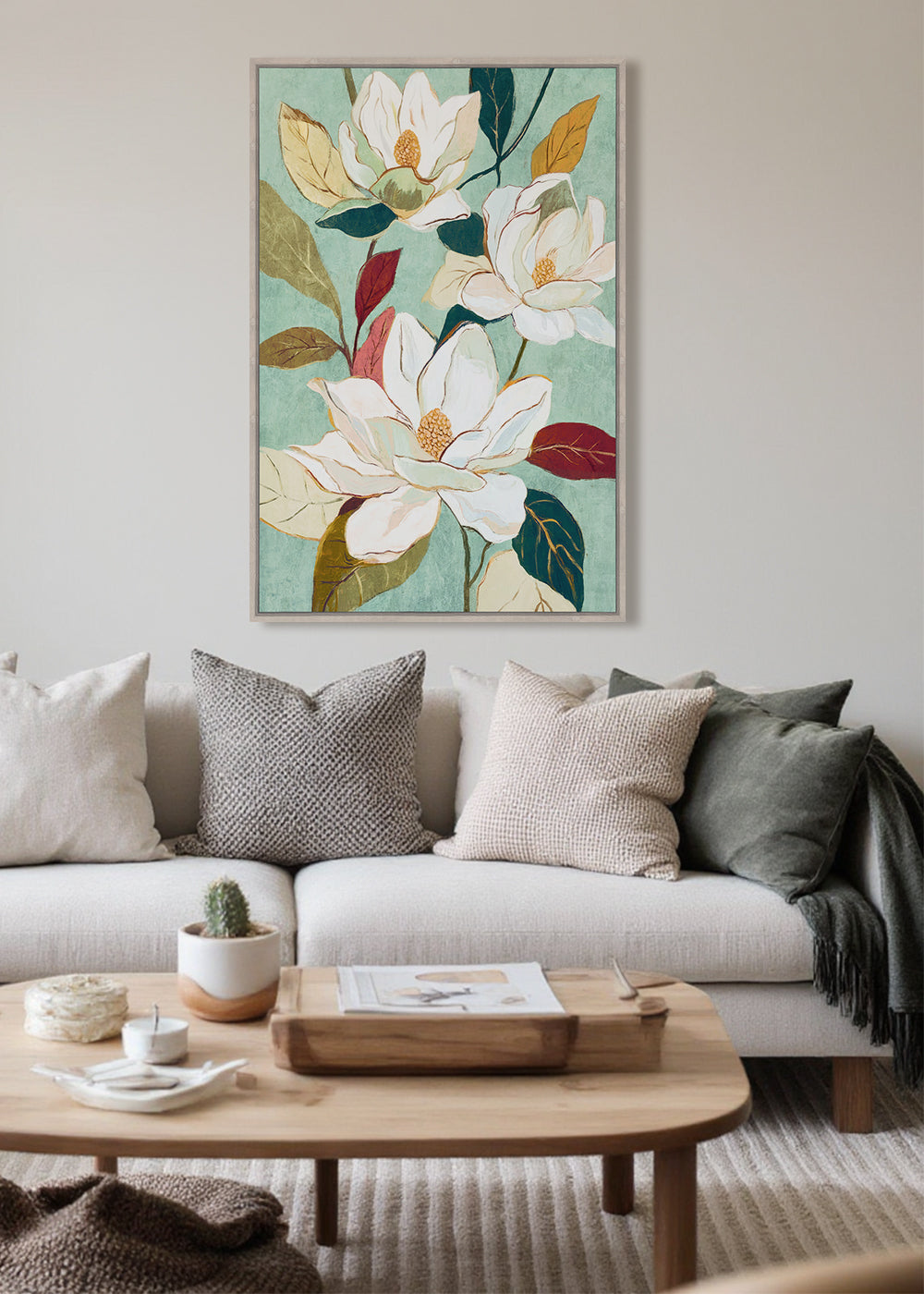 Madame Fleur Framed Canvas 60x90x4cm Blue & White Multi