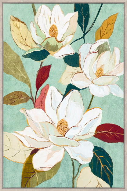 Madame Fleur Framed Canvas 60x90x4cm Blue & White Multi