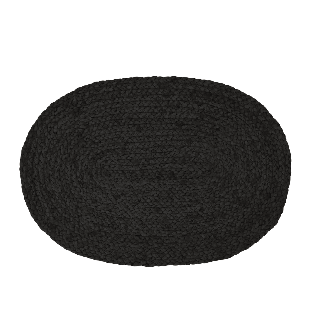 Madden Jute Placemat 4 Pack Oval 35x50cm Black; ETA Mid April