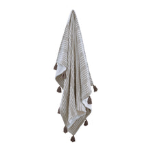 Load image into Gallery viewer, Mandy Stripe Throw 130x170cm Taupe &amp; Ivory; ETA Mid April
