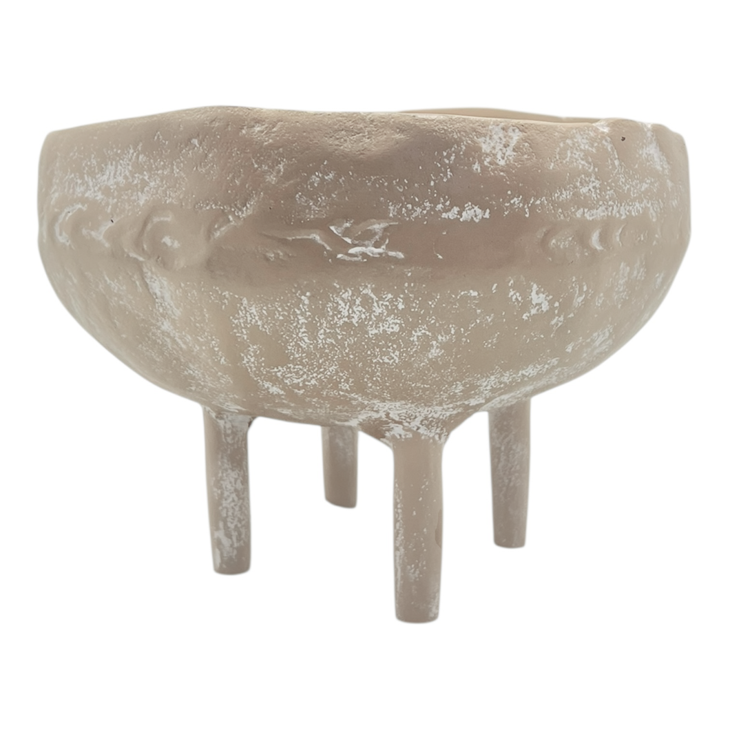 Mara Round Bowl with Legs 18x17x13cm Whitewash; ETA Mid Septemeber
