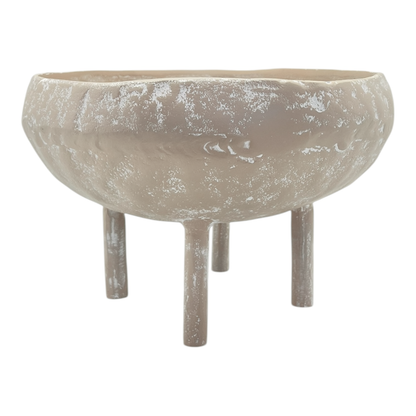 Mara Round Bowl with Legs 26x26x17cm Whitewash