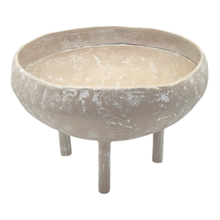 Load image into Gallery viewer, Mara Round Bowl with Legs 26x26x17cm Whitewash
