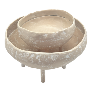 Mara Round Bowl with Legs 26x26x17cm Whitewash; ETA Mid Septemeber