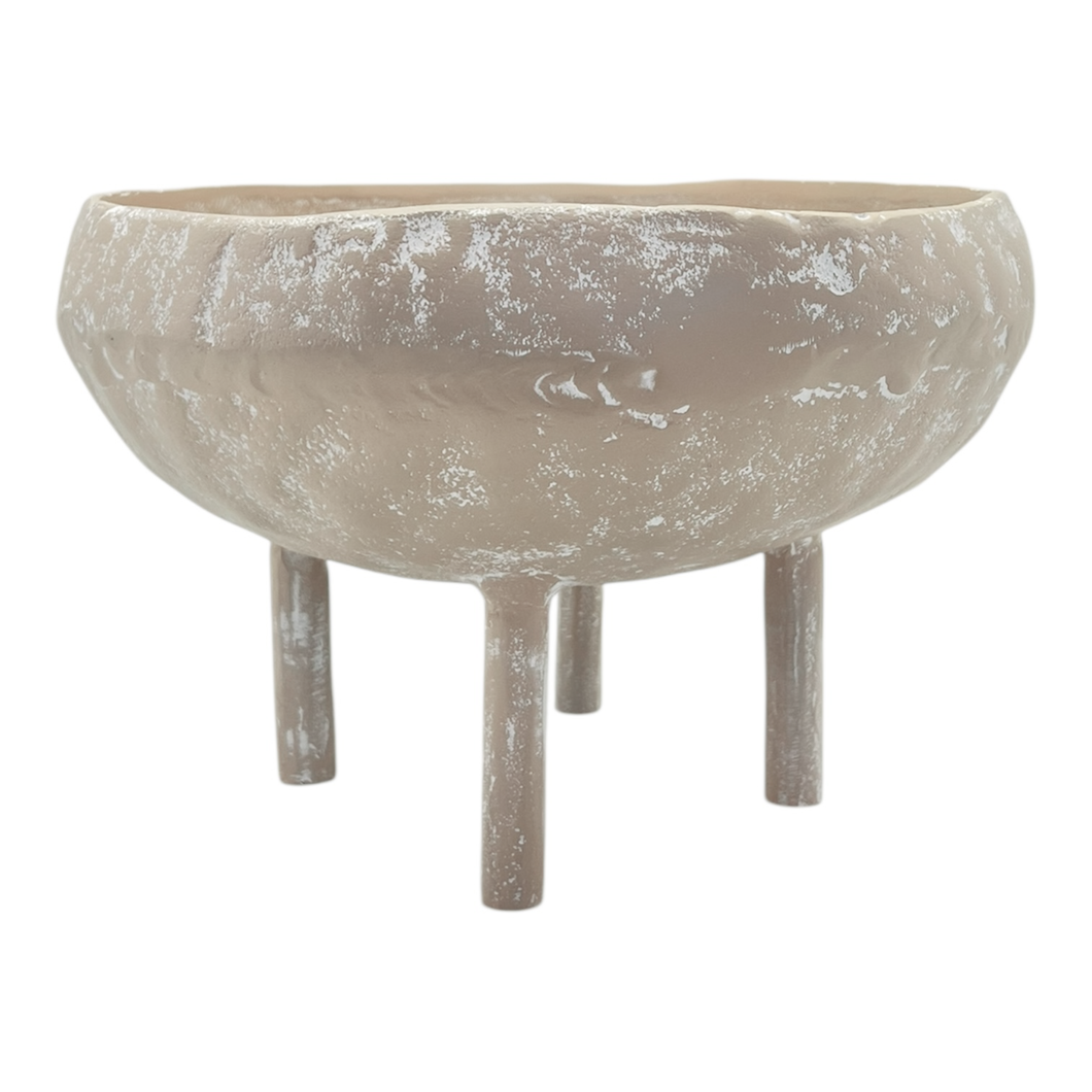 Mara Round Bowl with Legs 26x26x17cm Whitewash; ETA Mid Septemeber