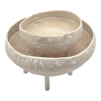 Mara Round Bowl with Legs 18x17x13cm Whitewash