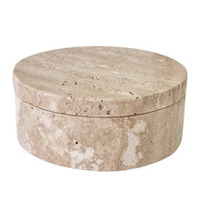 Load image into Gallery viewer, Maria Decorative Jar Wide 12.5x12.5x5cm Travertine Marble; ETA Mid April
