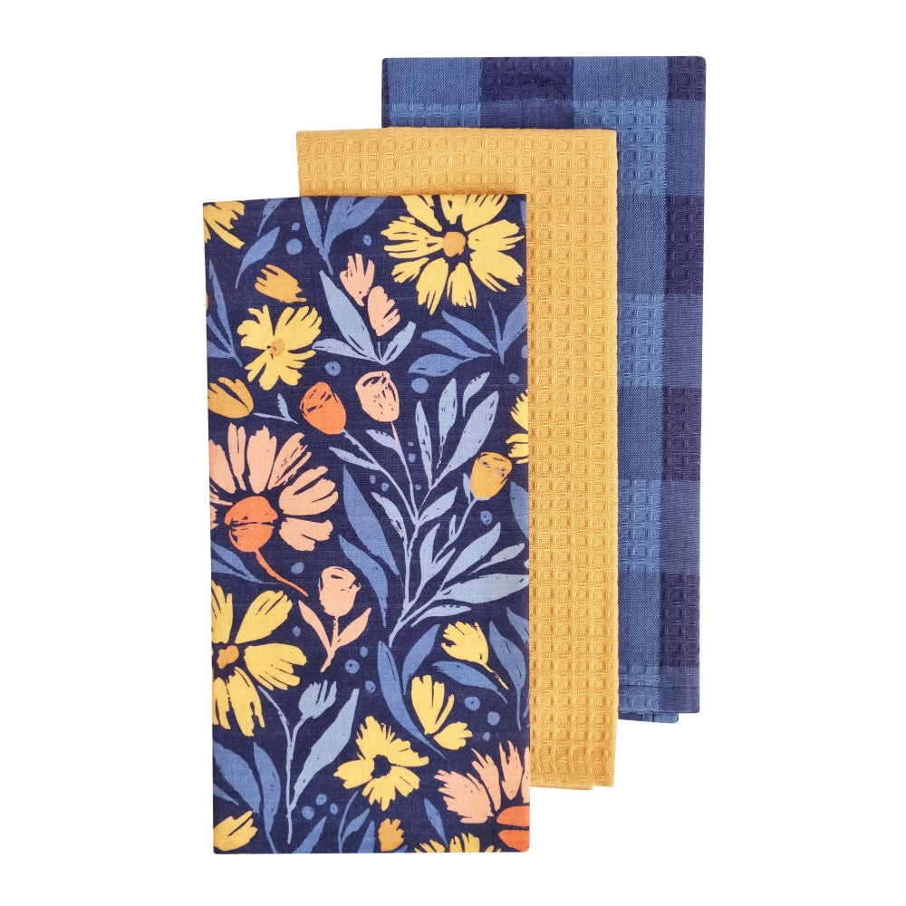 Millie Tea Towel 3pk 50x70cm Dusty Blue Multi