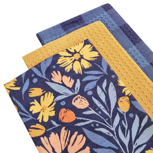 Millie Tea Towel 3pk 50x70cm Dusty Blue Multi