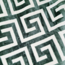 Load image into Gallery viewer, Mink Blanket 800GSM Double Greek Key Design Green
